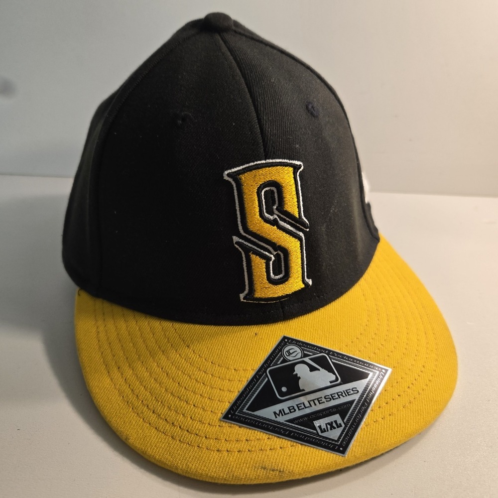 Seattle Mariners Black Yellow Flex Fit L / XL Baseball Hat Cap OC Sports - Rare!